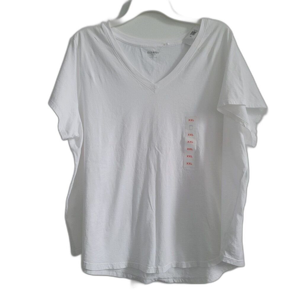 NWT Old navy Womens White V neck short sleeve size XXL T-shirt